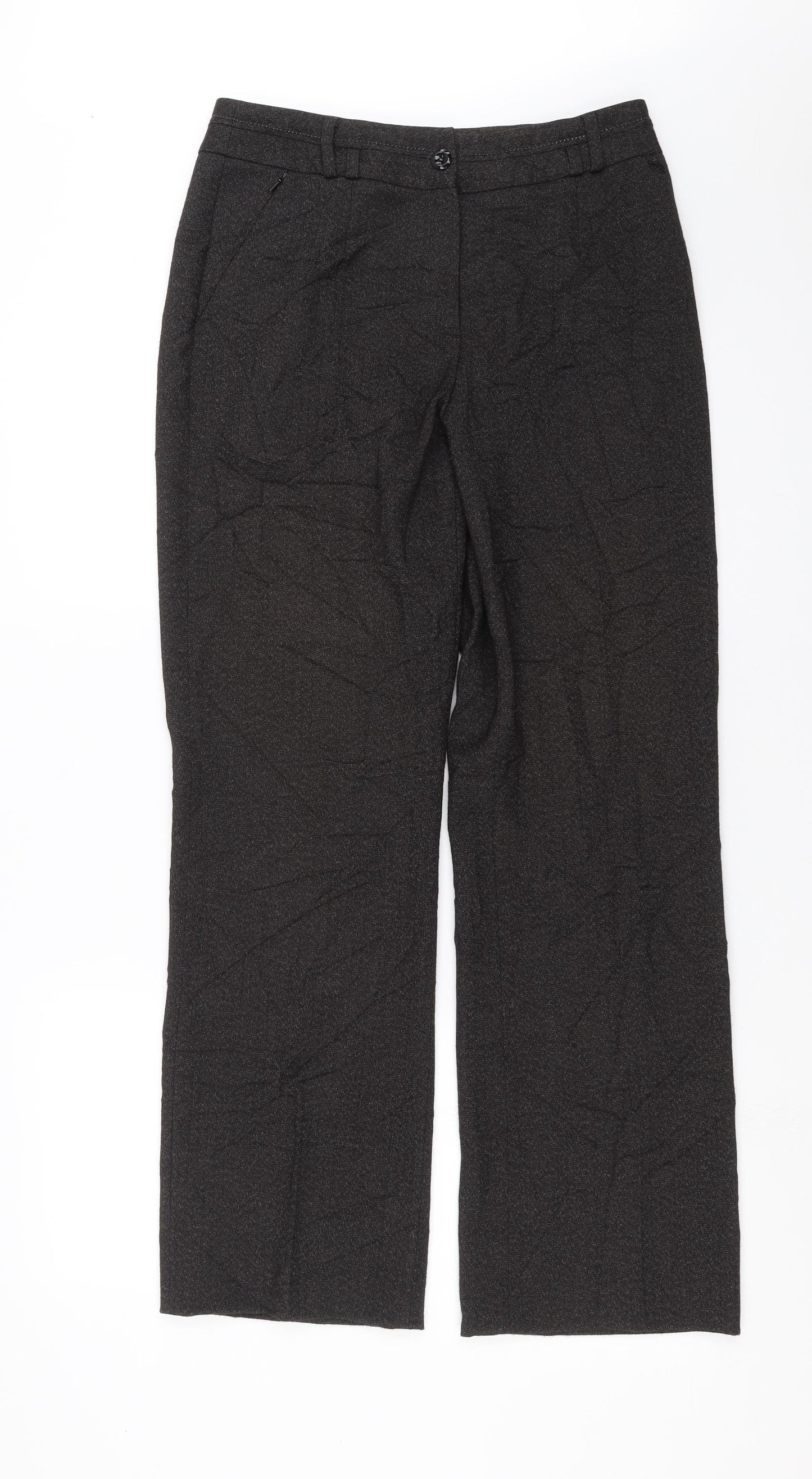 Oscar B  Womens Black Herringbone  Trousers  Size 12 L29 in
