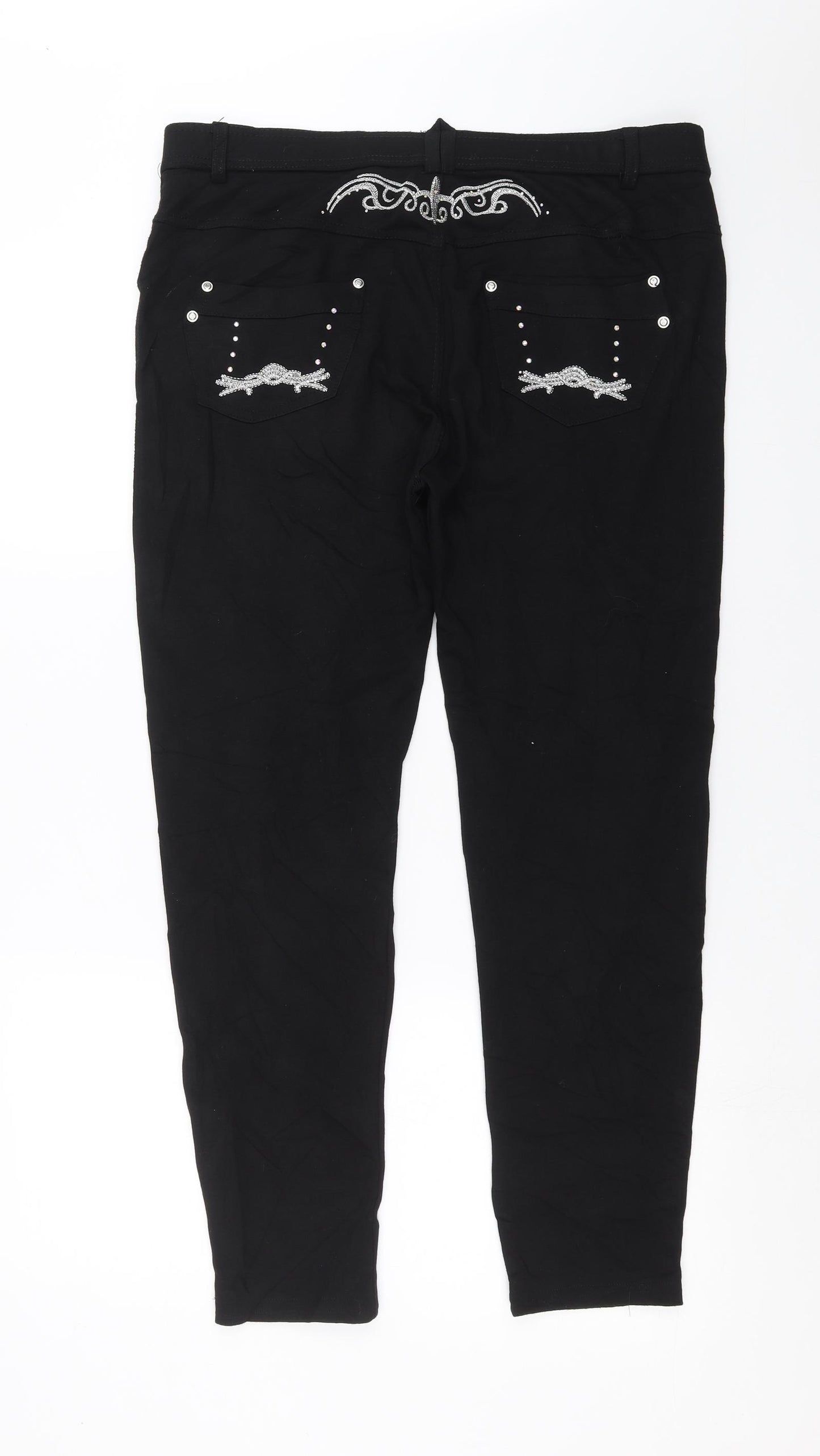 jsl fashion Womens Black   Trousers  Size 16 L28 in - Embroidered detail