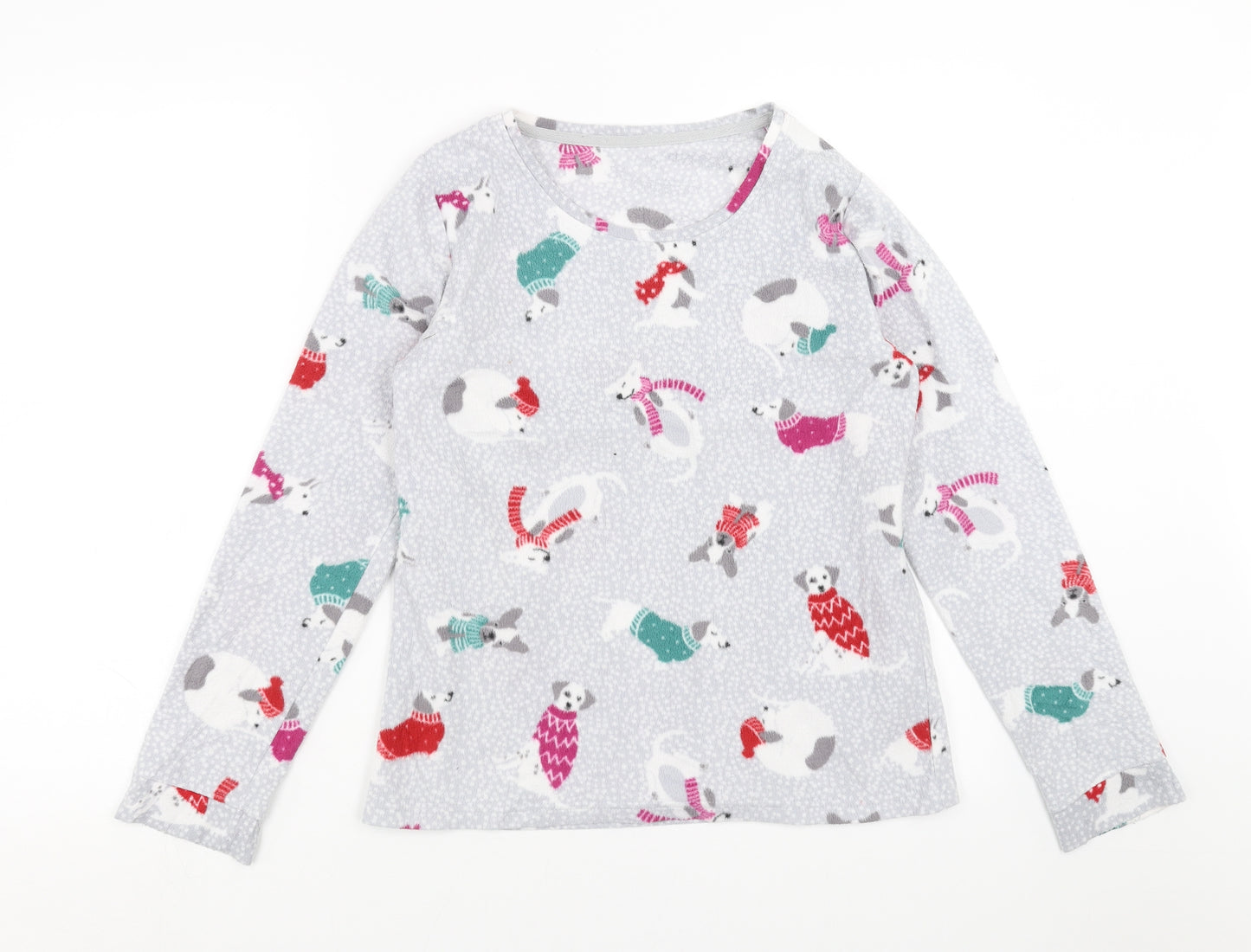 Marks and Spencer Womens Grey Solid  Top Pyjama Top Size 8  - Dog Print