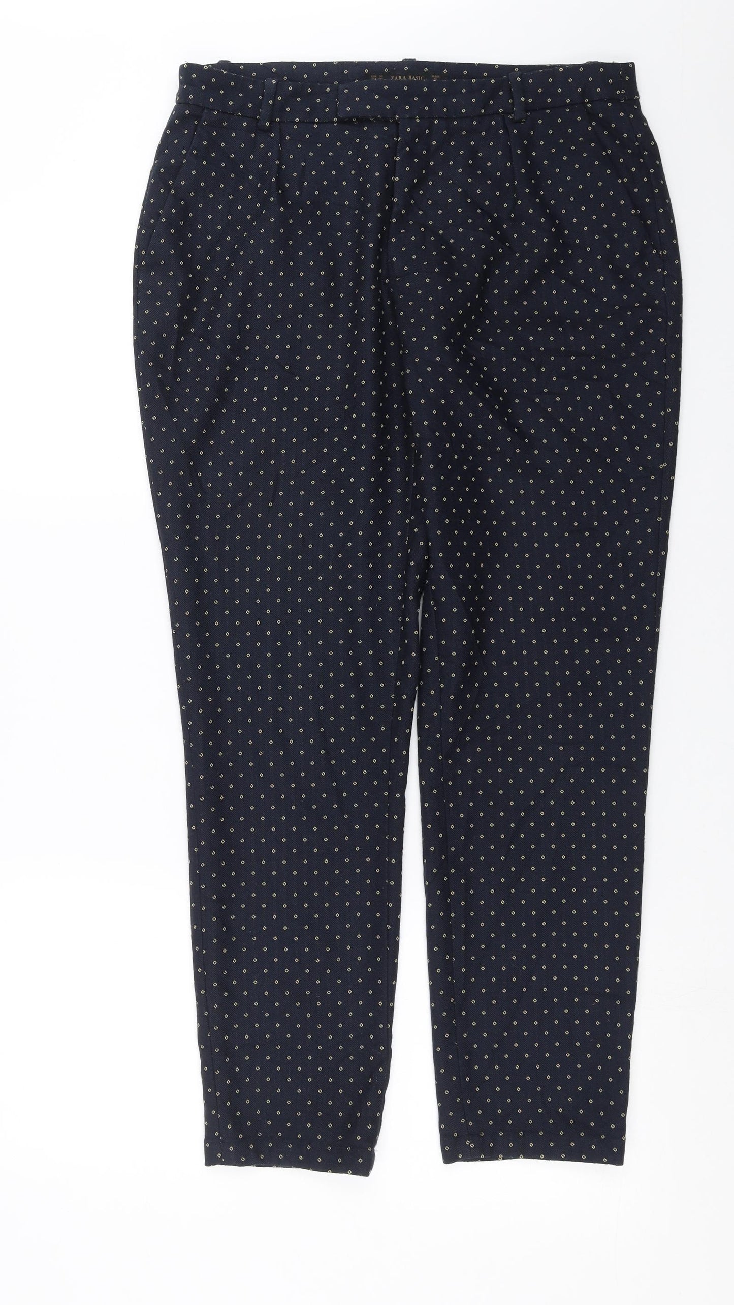 Zara Womens Blue Geometric  Trousers  Size 10 L27 in