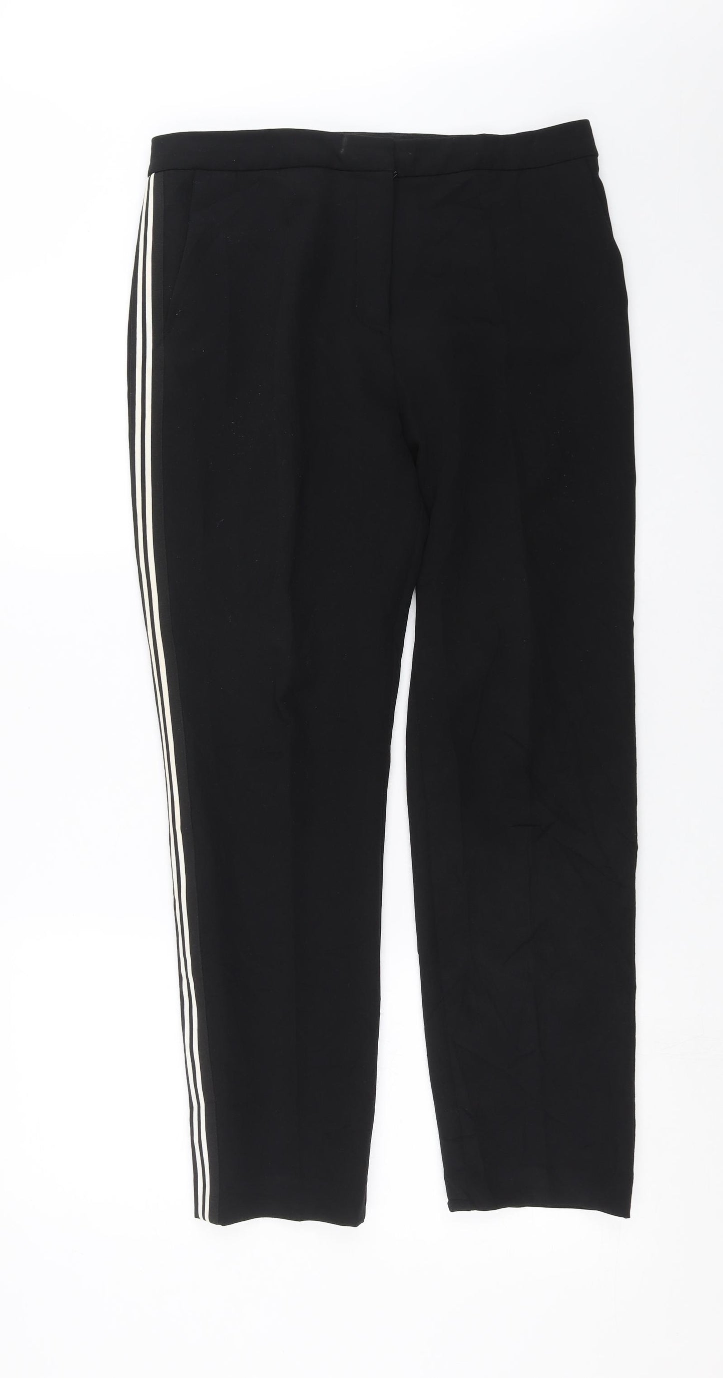 Marks and Spencer Womens Black   Trousers  Size 12 L28 in - side stripe detail