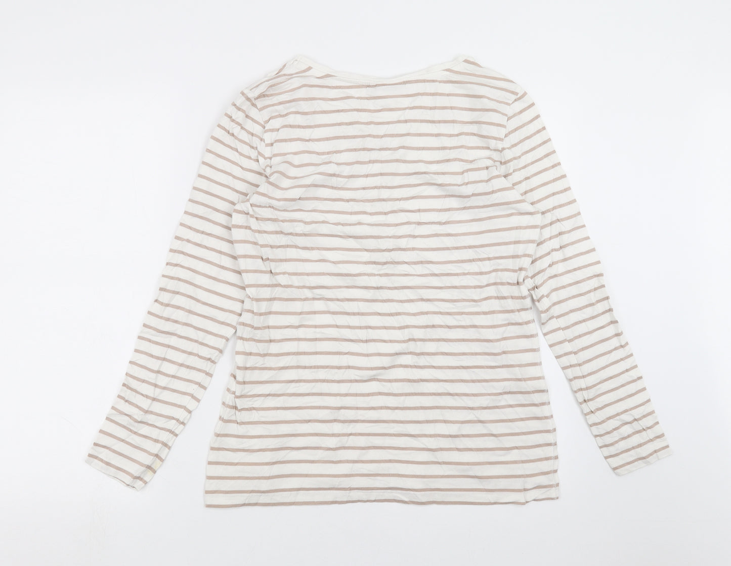 Fransa Womens White Striped  Basic T-Shirt Size M