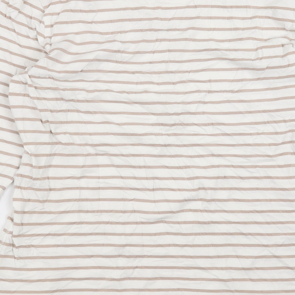 Fransa Womens White Striped  Basic T-Shirt Size M