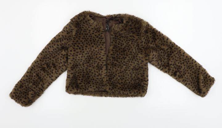 NEXT Girls Brown Animal Print Jacket Coat Size 10 Years