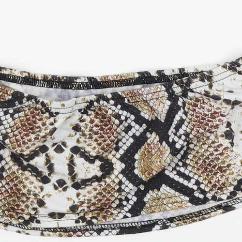 PRETTYLITTLETHING  Womens Beige Animal Print  Cropped T-Shirt Size 10