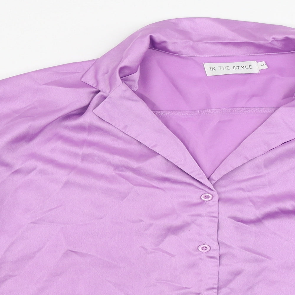 In the Style Womens Purple   Basic Button-Up Size 6