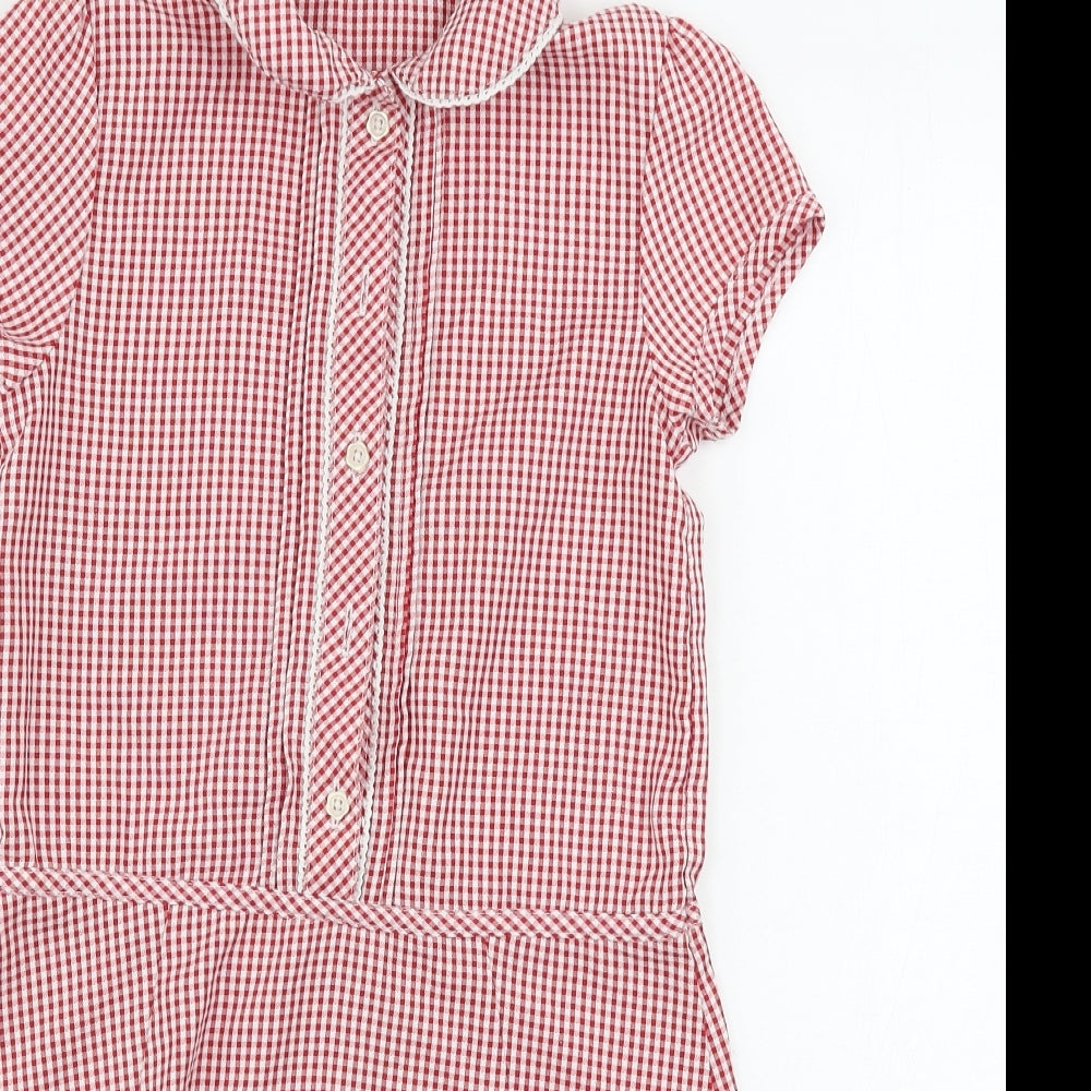 F&F  Girls Red Check  A-Line  Size 9-10 Years