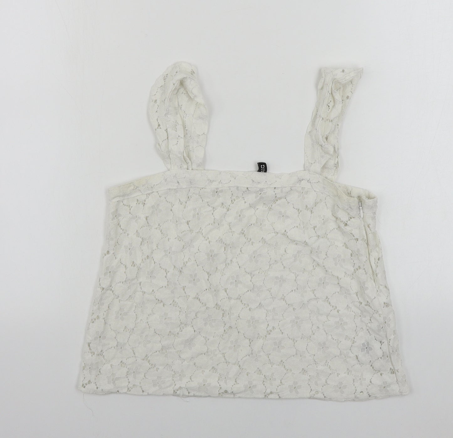 H&M  Womens White Floral  Cropped Tank Size 10