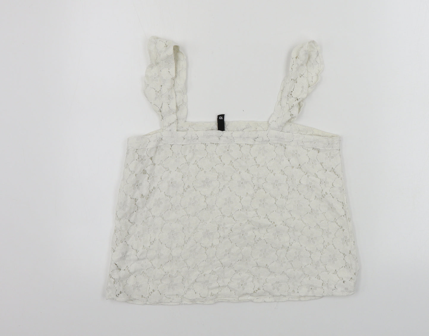 H&M  Womens White Floral  Cropped Tank Size 10