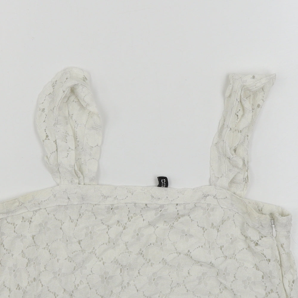 H&M  Womens White Floral  Cropped Tank Size 10