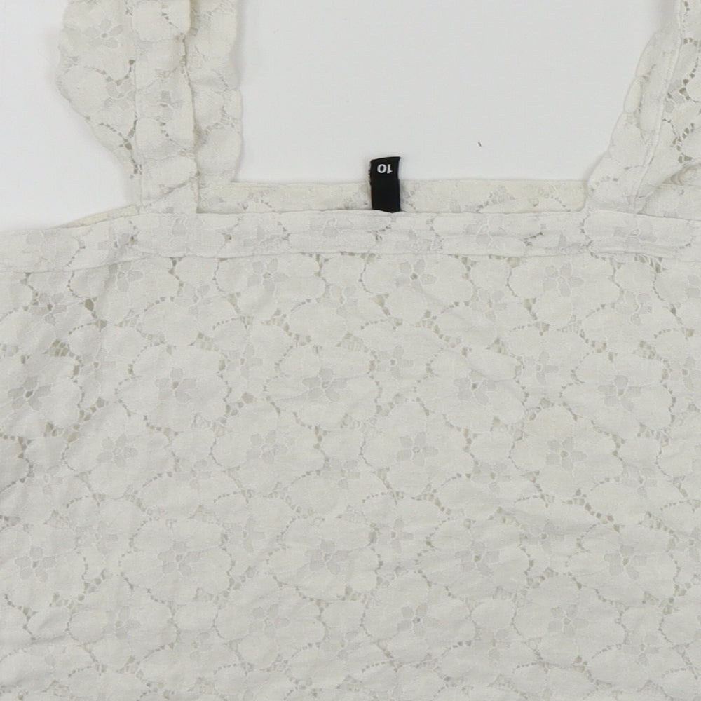 H&M  Womens White Floral  Cropped Tank Size 10