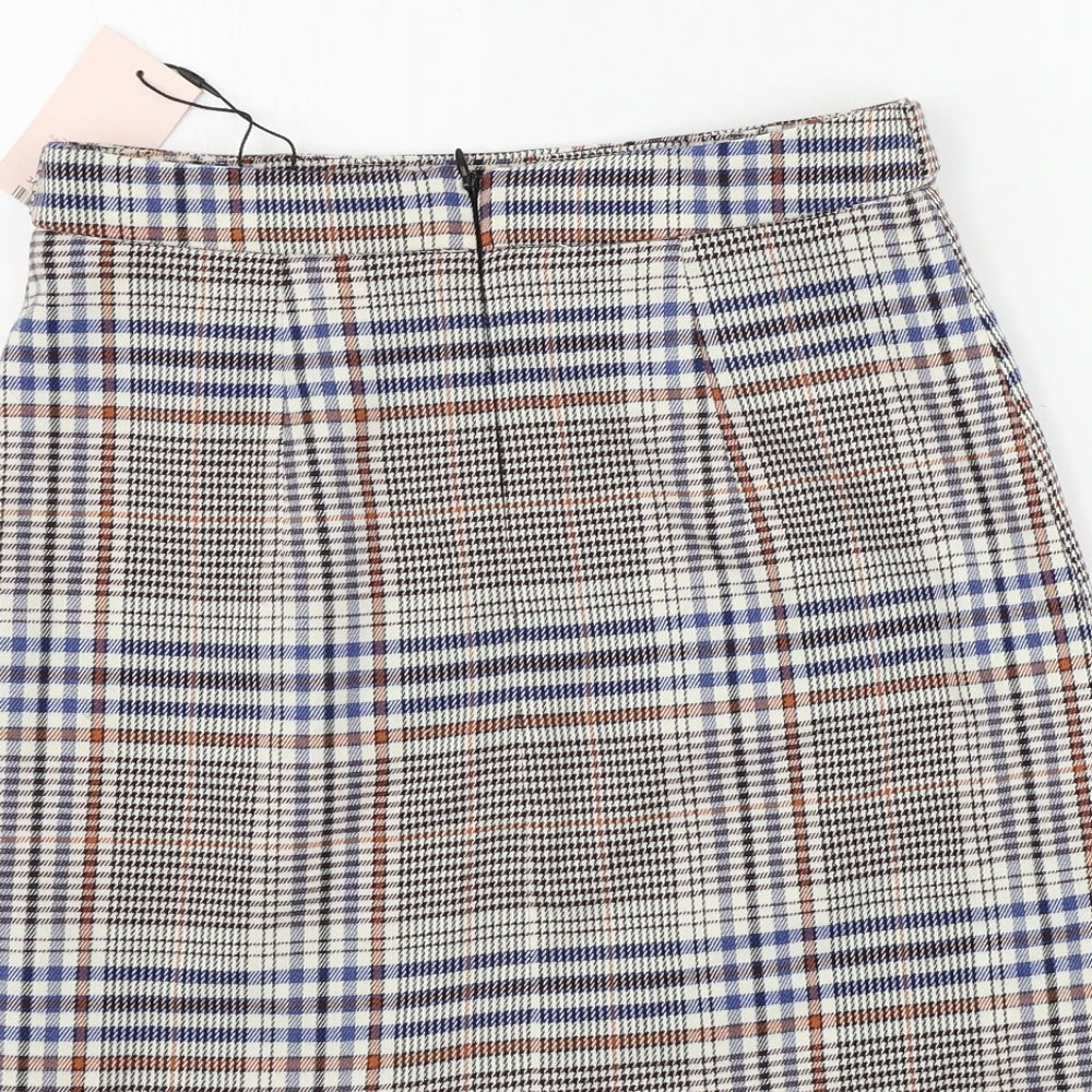 Miss Selfridge  Womens Beige Check  A-Line Skirt Size 8