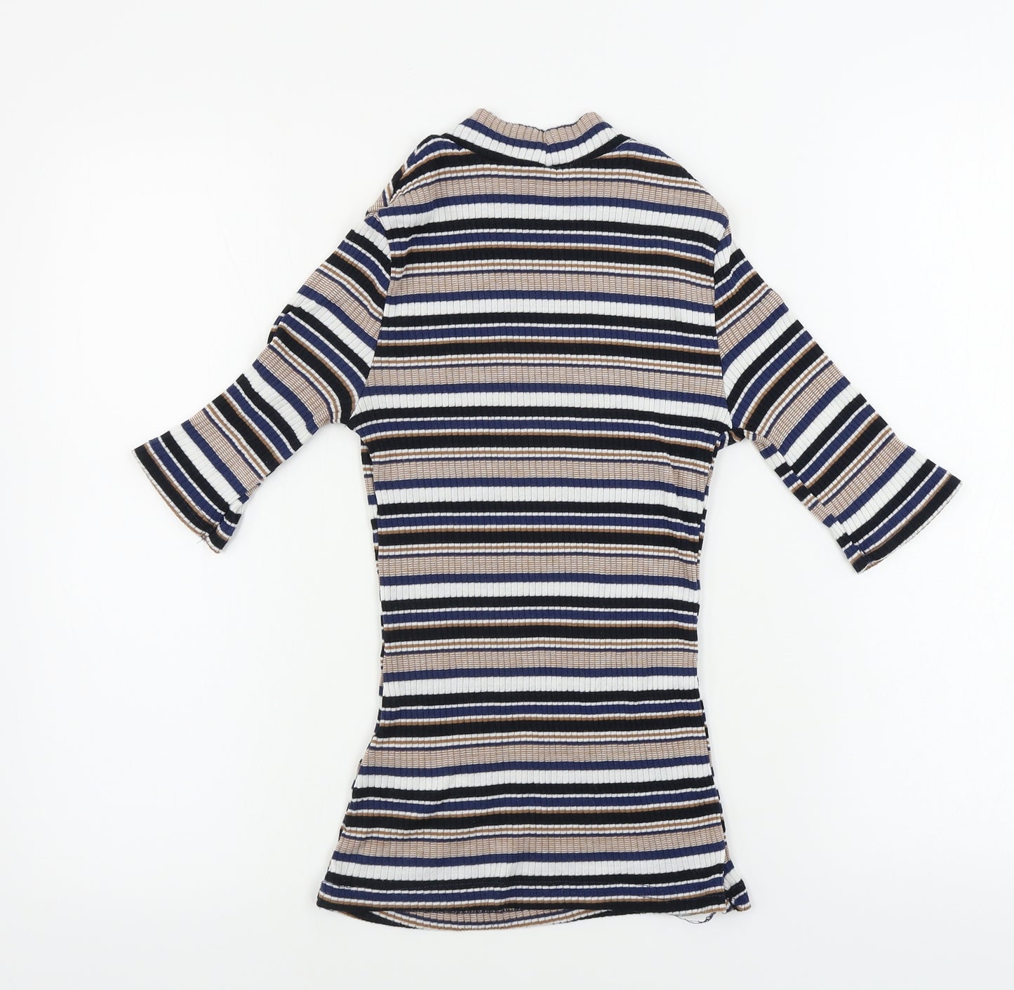 New Look Womens Beige Striped  Basic T-Shirt Size 8