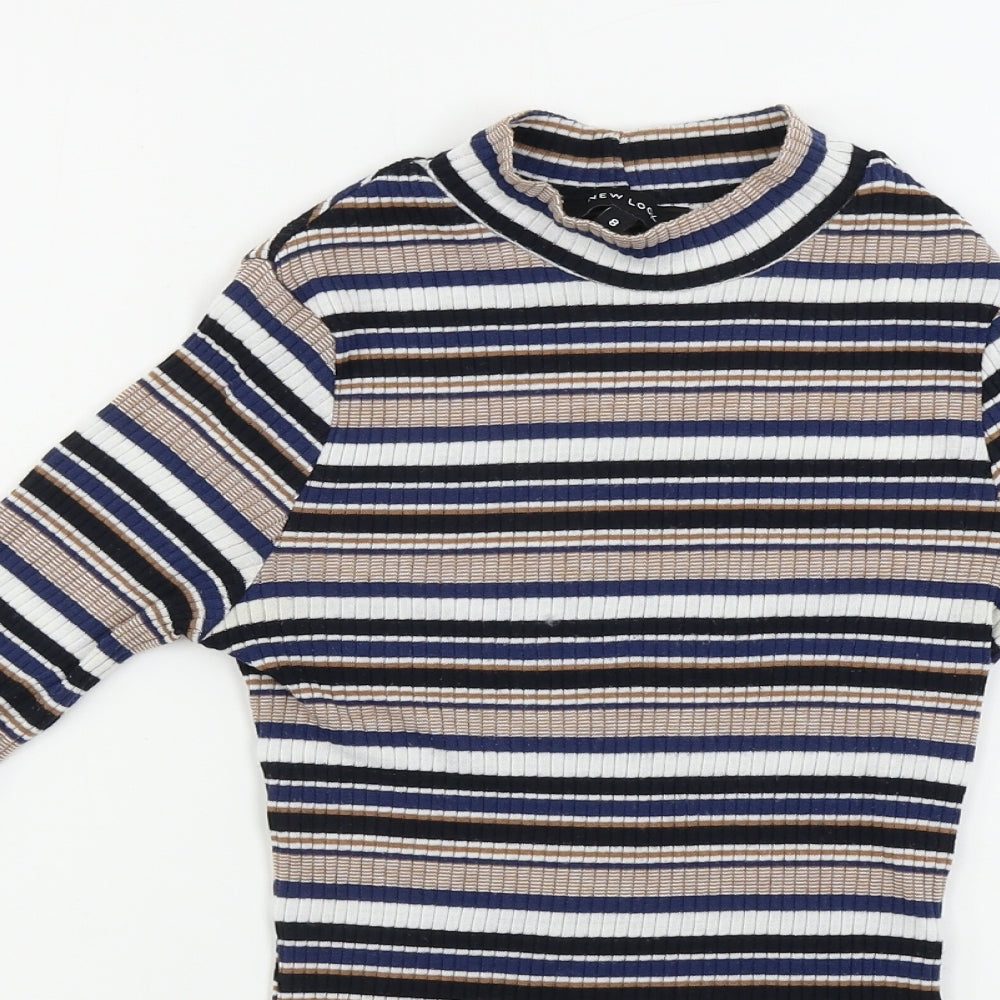 New Look Womens Beige Striped  Basic T-Shirt Size 8