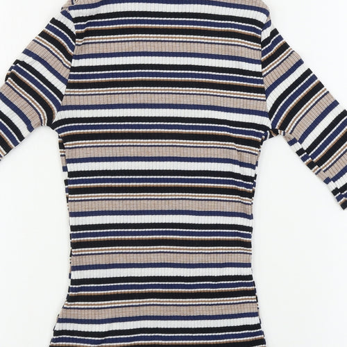 New Look Womens Beige Striped  Basic T-Shirt Size 8