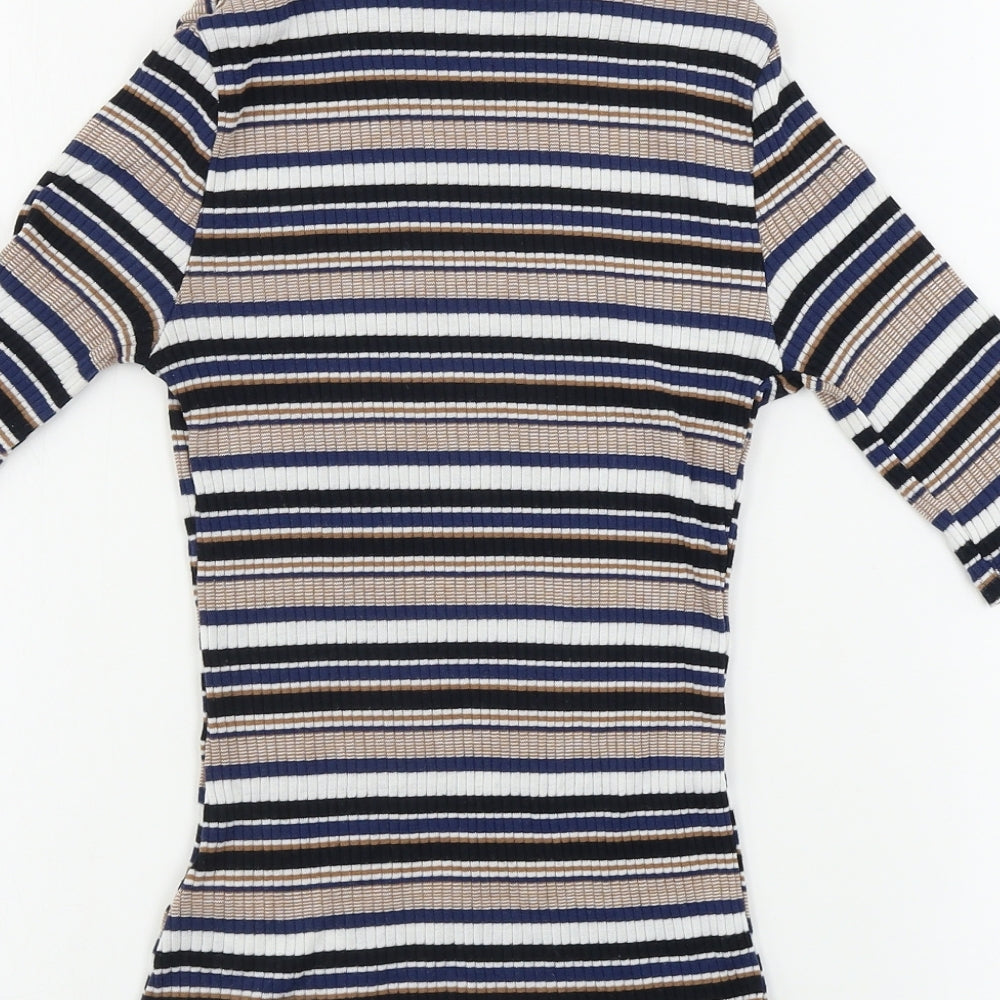 New Look Womens Beige Striped  Basic T-Shirt Size 8