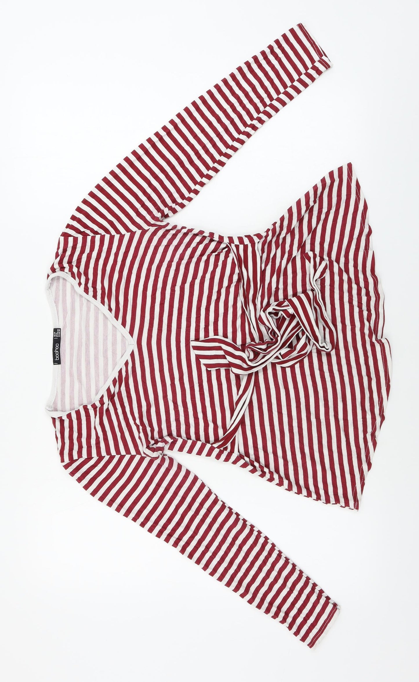 Boohoo  Womens Red Striped  Basic Blouse Size 10