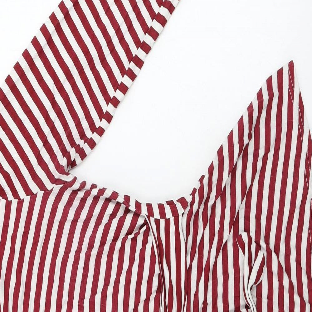 Boohoo  Womens Red Striped  Basic Blouse Size 10