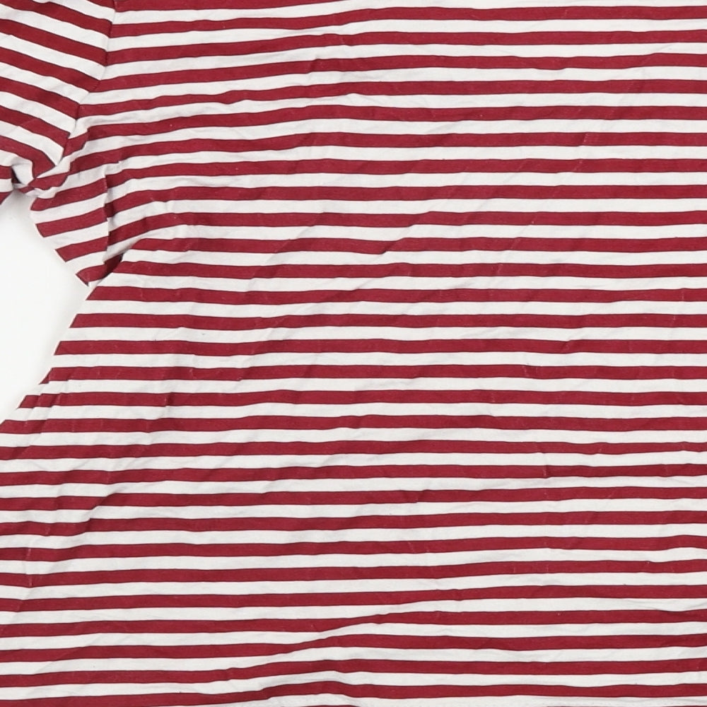 Boohoo  Womens Red Striped  Basic Blouse Size 10