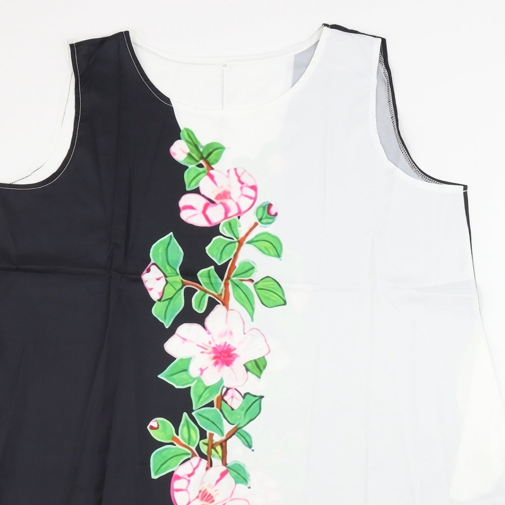 Preworn  Womens Black Floral  A-Line  Size 3XL