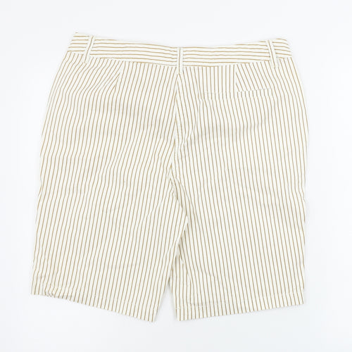 Papaya  Womens White Striped  Chino Shorts Size 14