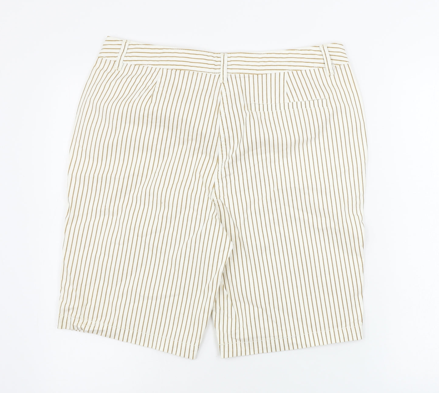 Papaya  Womens White Striped  Chino Shorts Size 14