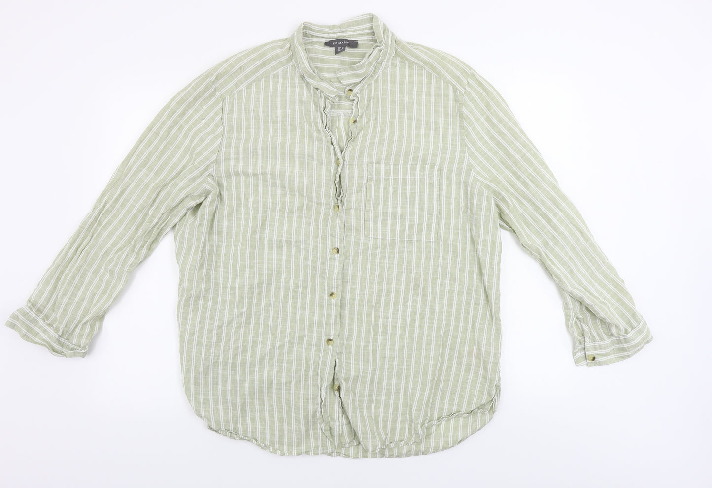 Primark  Womens Green Striped  Basic Button-Up Size 20