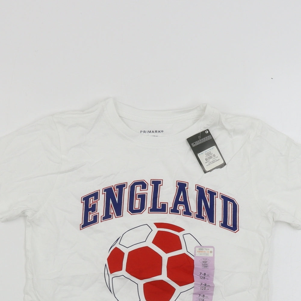 Primark  Boys White   Basic T-Shirt Size 7-8 Years