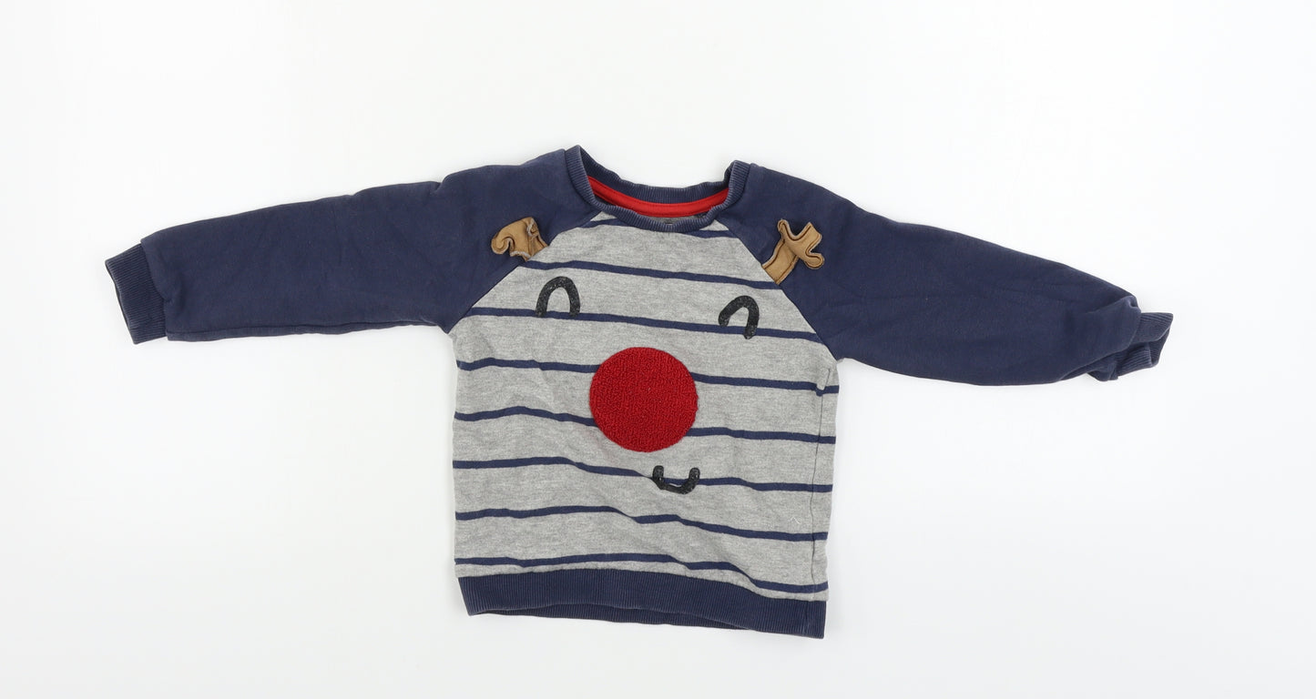 George  Boys Grey Striped  Pullover Jumper Size 2-3 Years  - Christmas Jumper