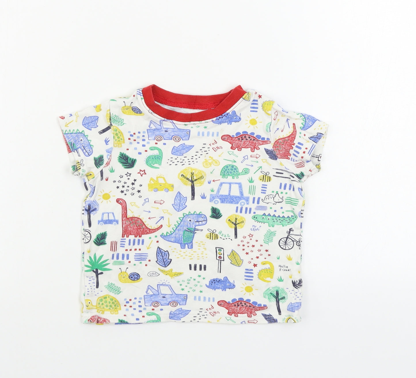 George  Boys White Animal Print  Basic T-Shirt Size 2-3 Years