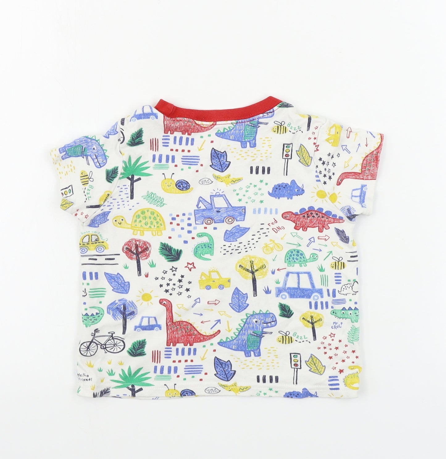 George  Boys White Animal Print  Basic T-Shirt Size 2-3 Years