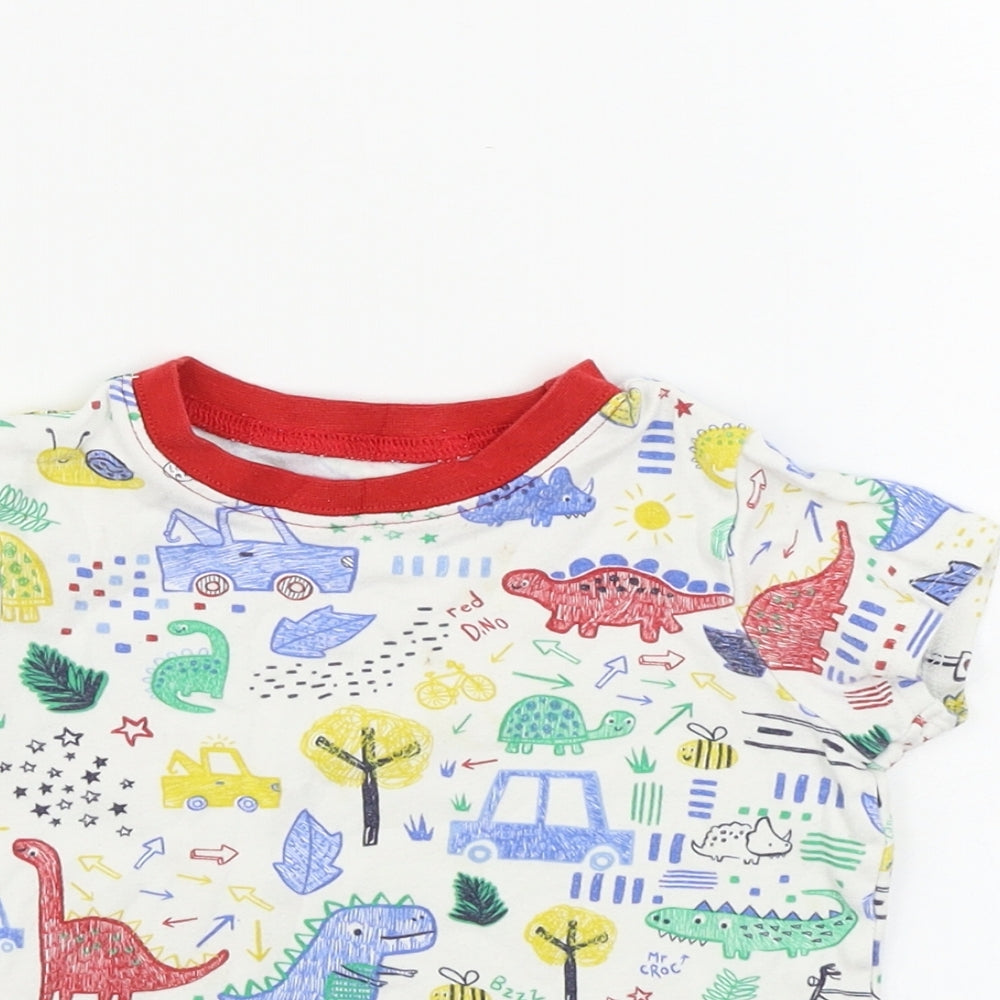 George  Boys White Animal Print  Basic T-Shirt Size 2-3 Years