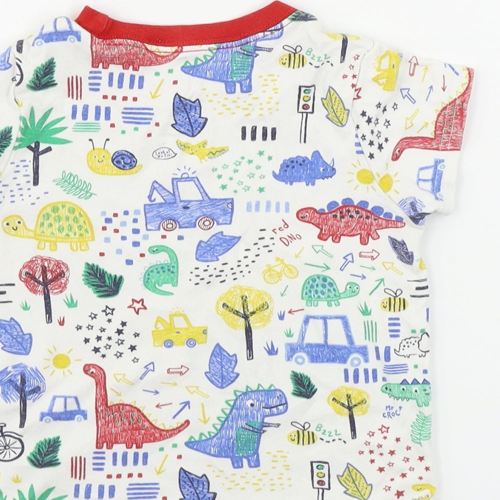 George  Boys White Animal Print  Basic T-Shirt Size 2-3 Years