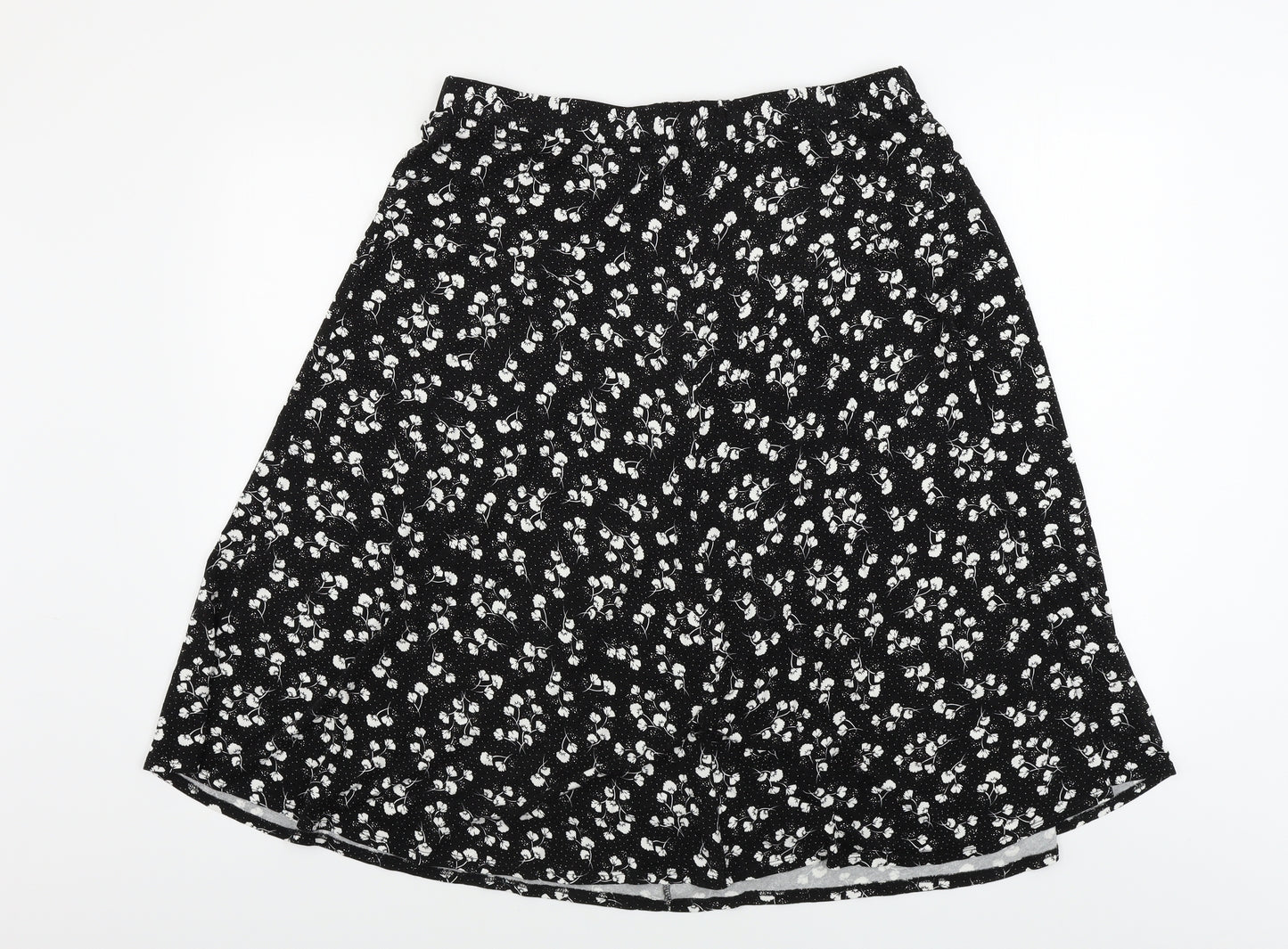 Preworn  Womens Black Floral  A-Line Skirt Size 32 in