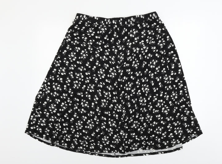 Preworn Womens Black Floral A-Line Skirt Size 32 in