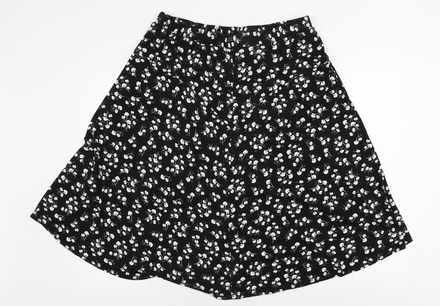 Preworn  Womens Black Floral  A-Line Skirt Size 32 in