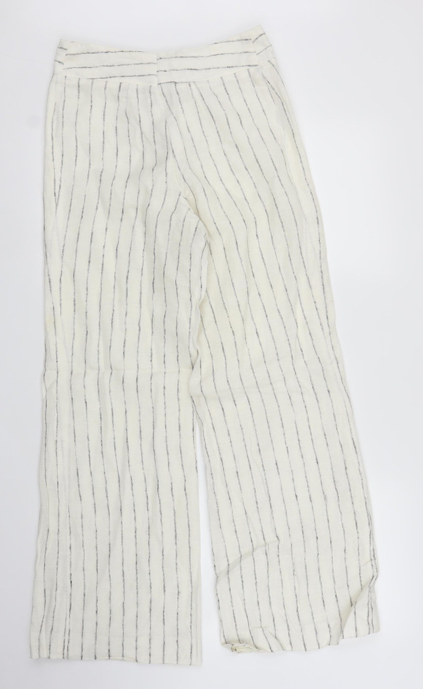 M&S Womens White Striped  Trousers  Size 10 L27 in