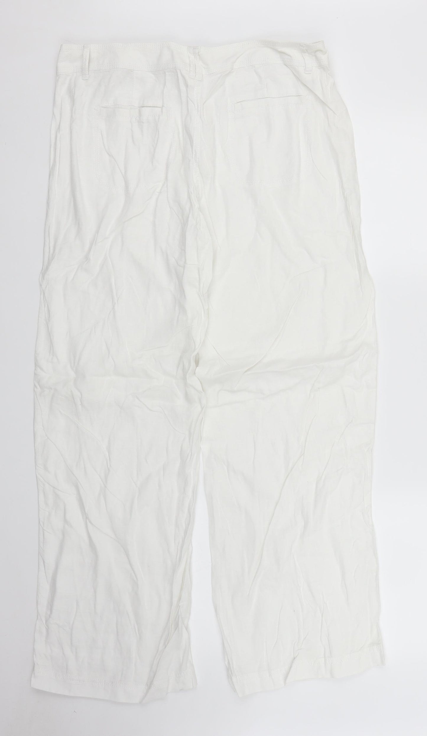 M&S Womens White   Trousers  Size 14 L29 in