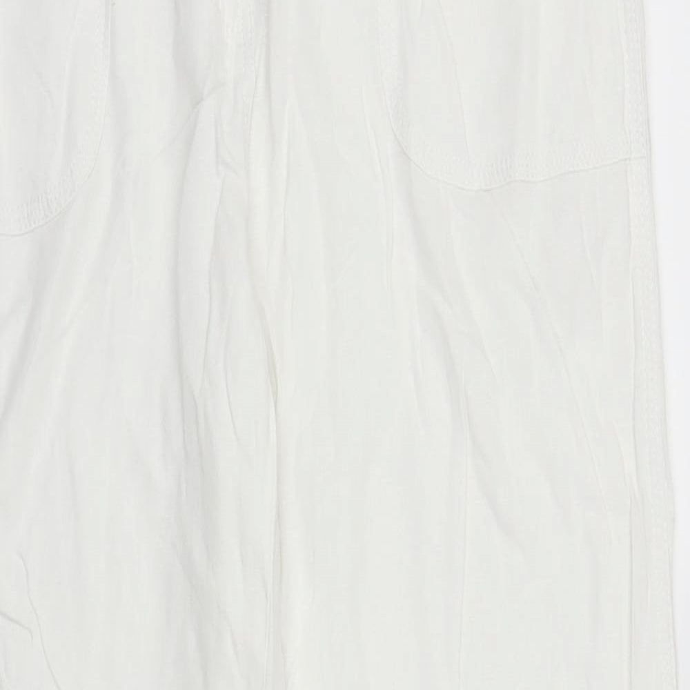 M&S Womens White   Trousers  Size 14 L29 in