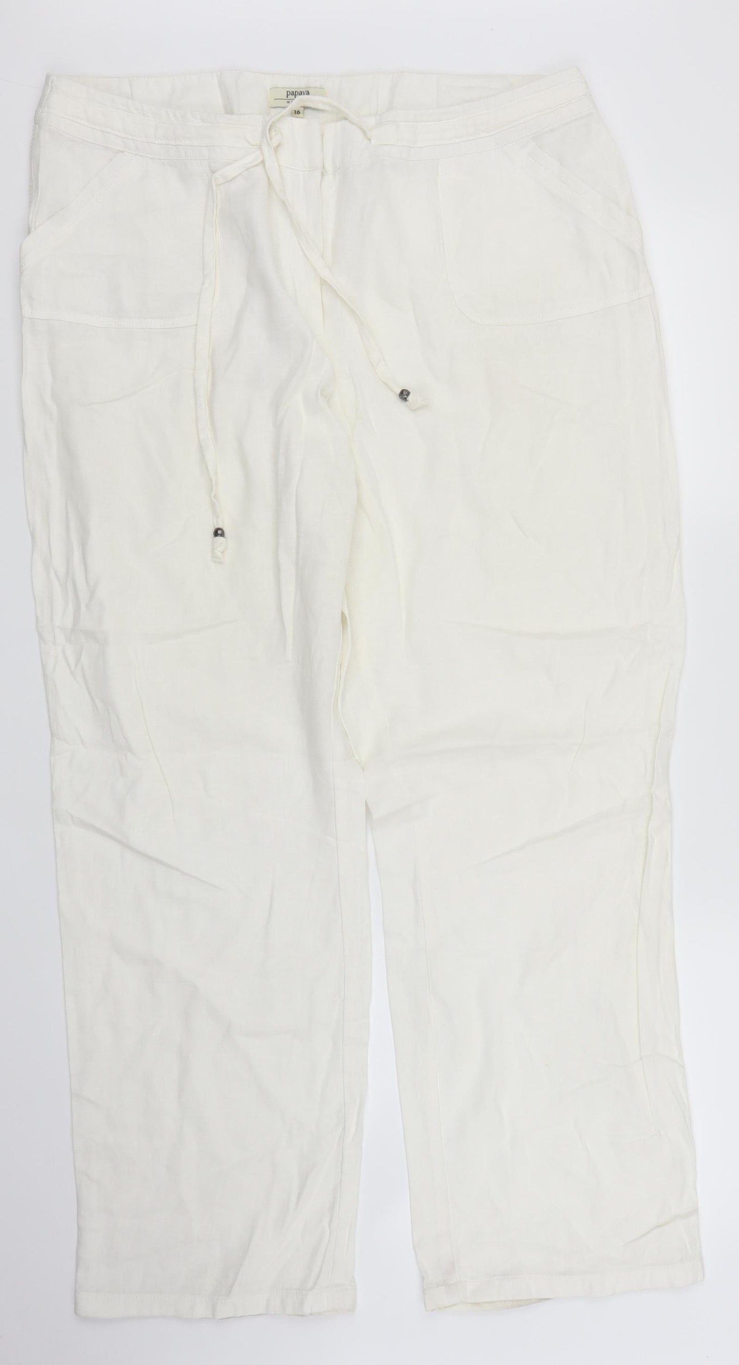 Papaya Womens White   Trousers  Size 16 L28 in
