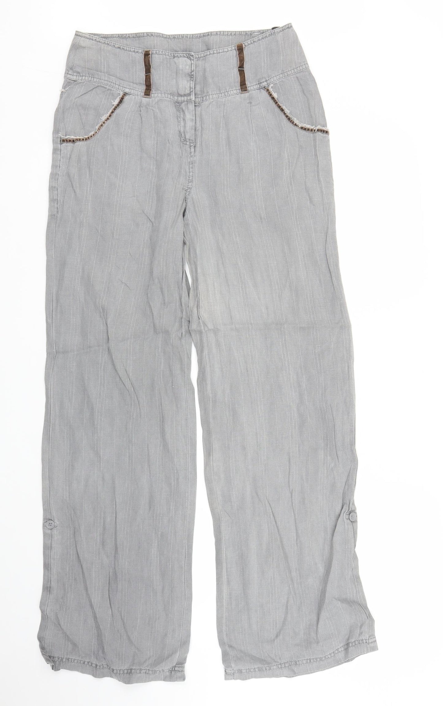 NEXT Womens Grey Striped  Trousers  Size 8 L29 in