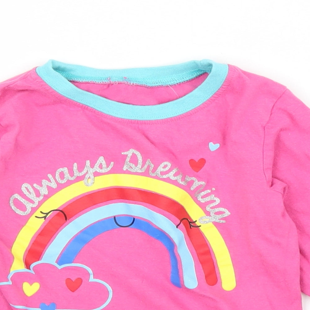 Preworn Girls Pink   Basic T-Shirt Size 4-5 Years  - Rainbow