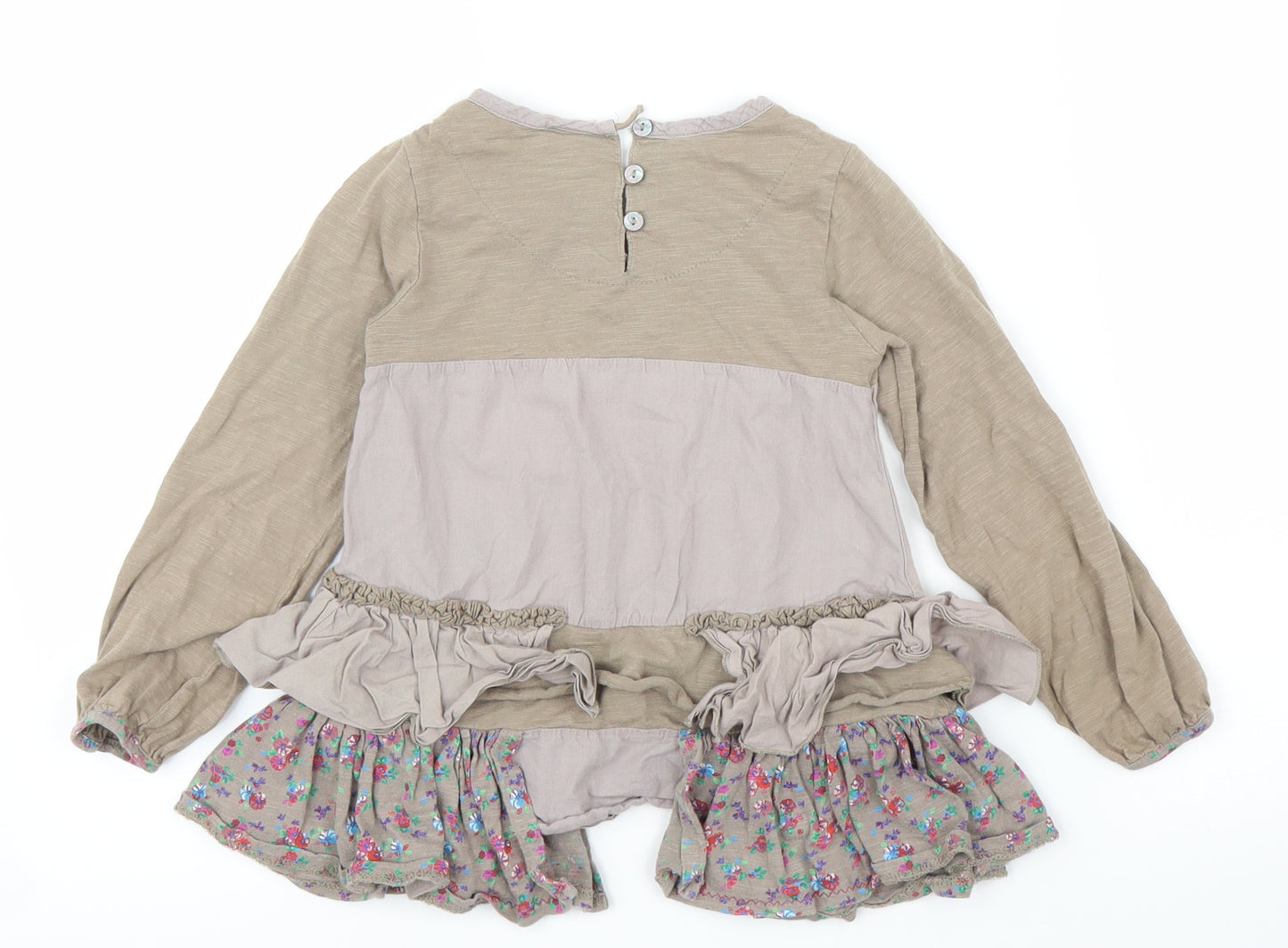 NEXT Girls Grey Floral  Basic Blouse Size 4 Years