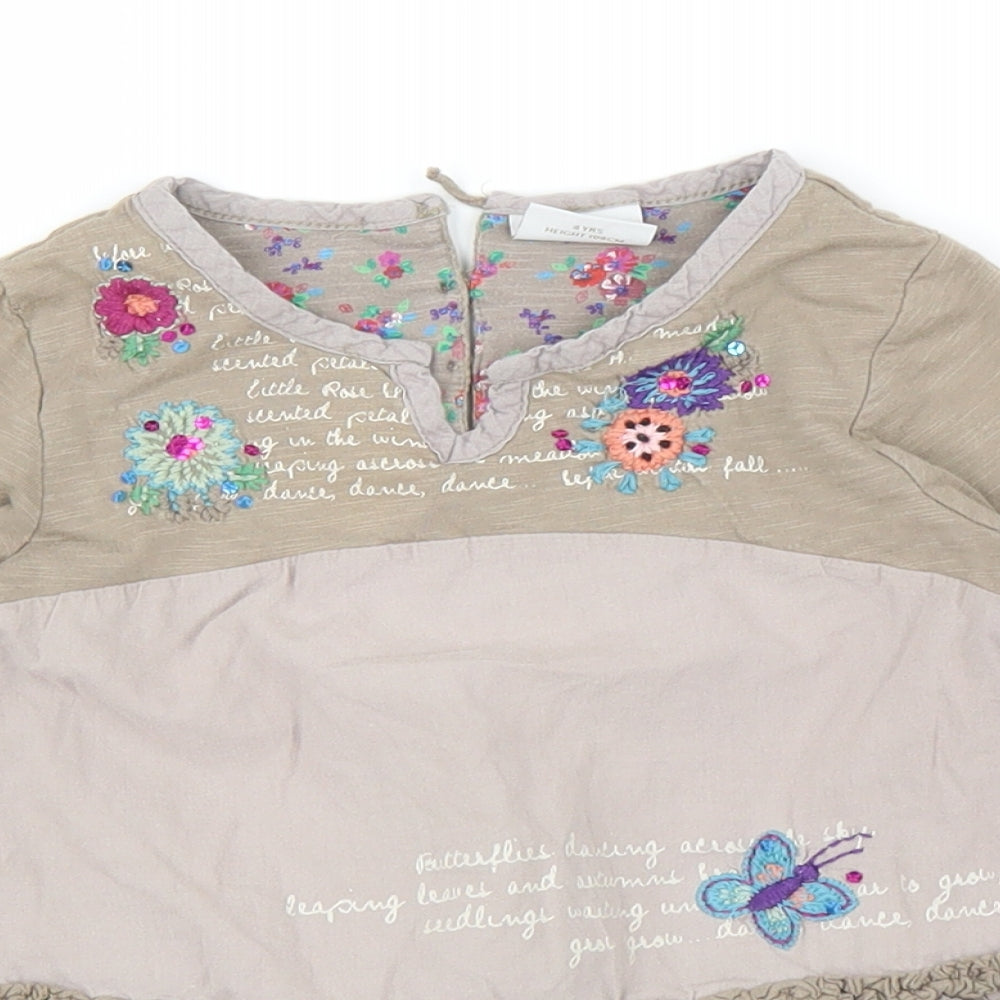 NEXT Girls Grey Floral  Basic Blouse Size 4 Years