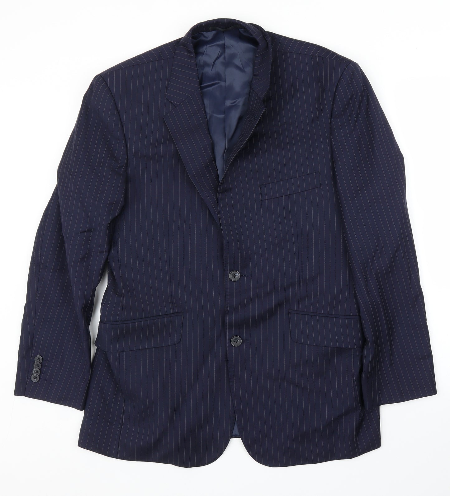TM Lewin Mens Blue Striped  Jacket Suit Jacket Size 40