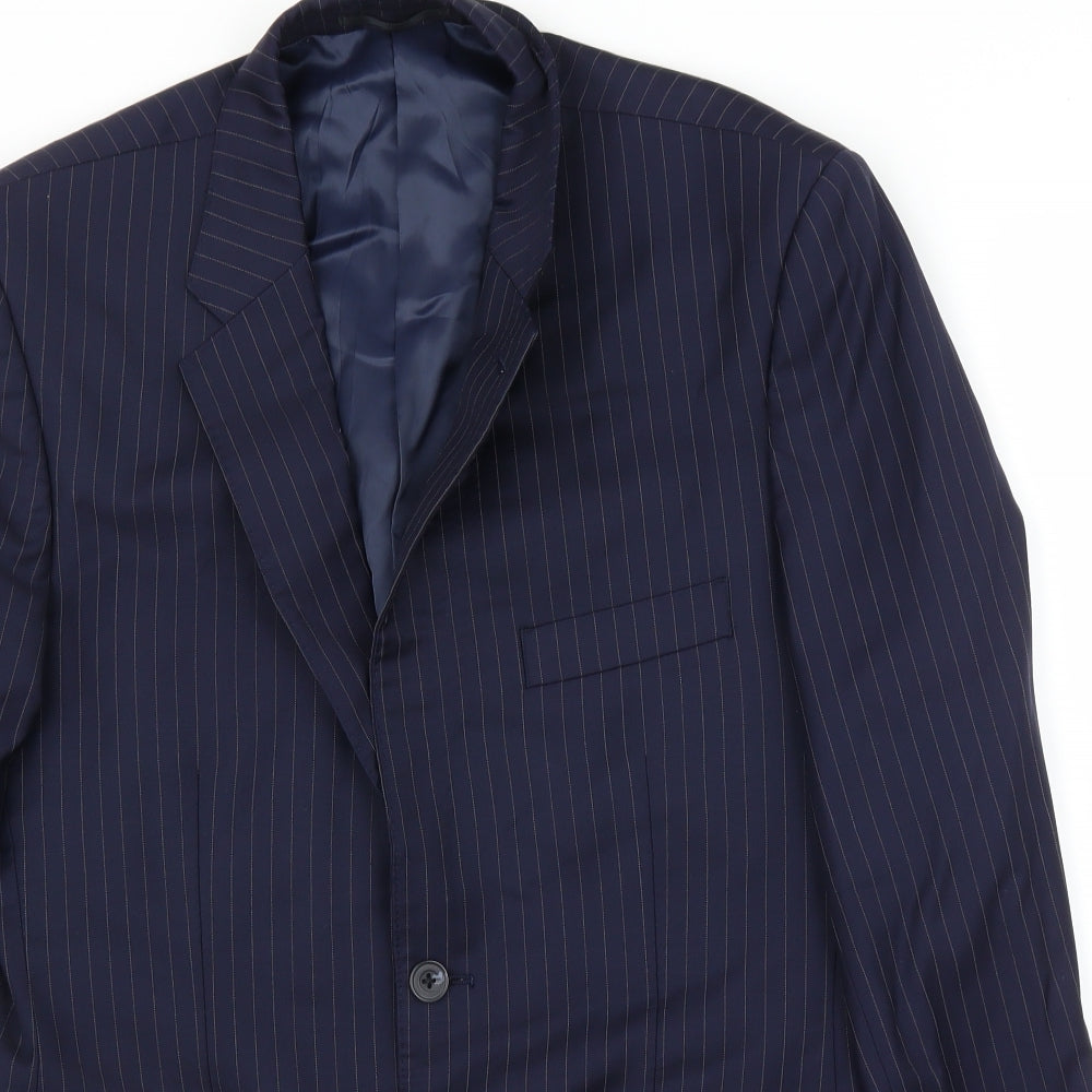 TM Lewin Mens Blue Striped  Jacket Suit Jacket Size 40