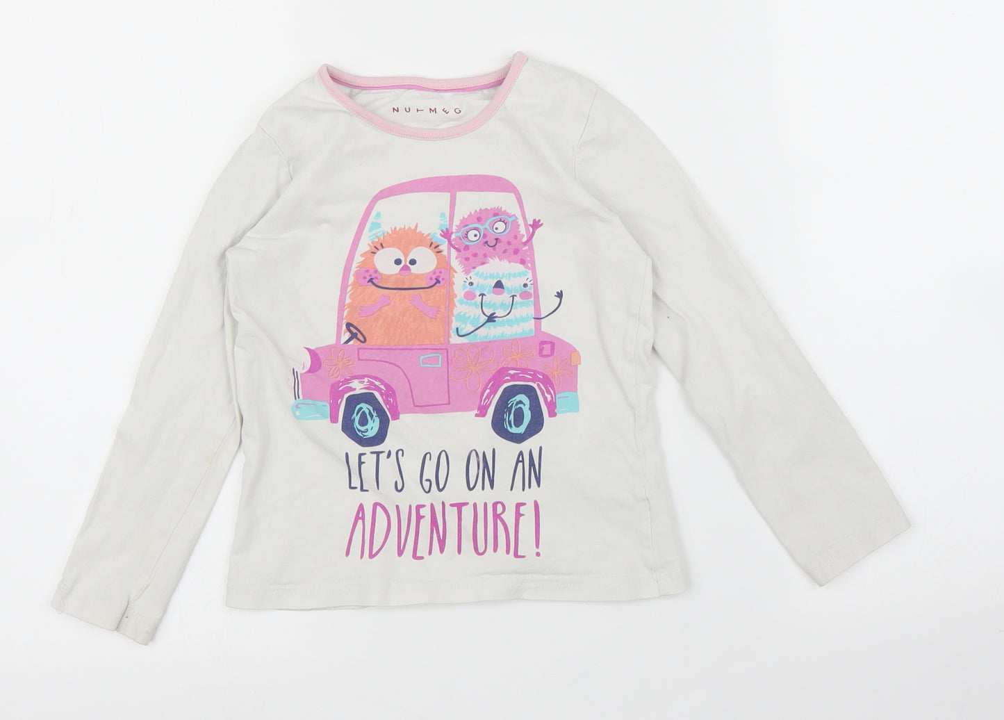 Nutmeg Girls White   Basic T-Shirt Size 5-6 Years