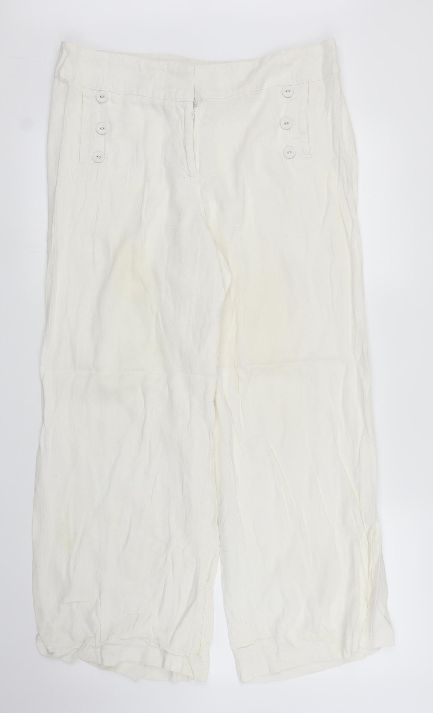 Mia Moda Womens White   Trousers  Size 14 L26 in