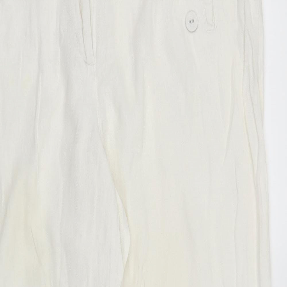 Mia Moda Womens White   Trousers  Size 14 L26 in