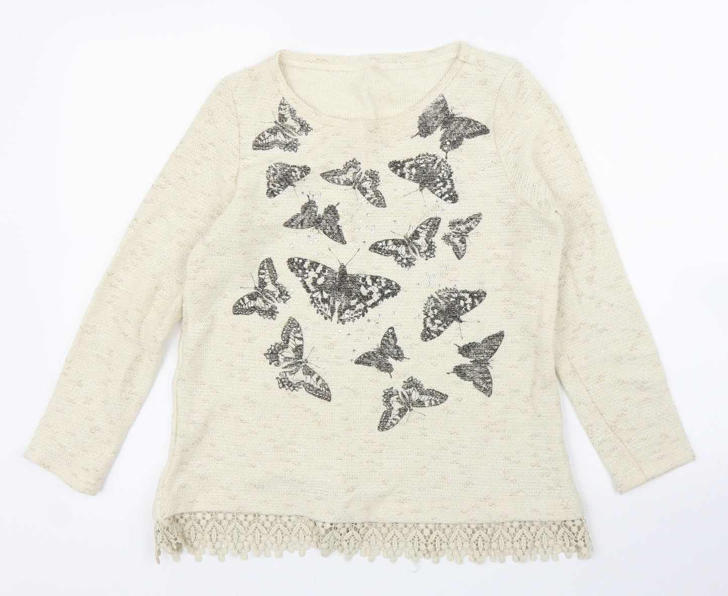 George Womens Beige   Basic Blouse Size 12  - Butterflies
